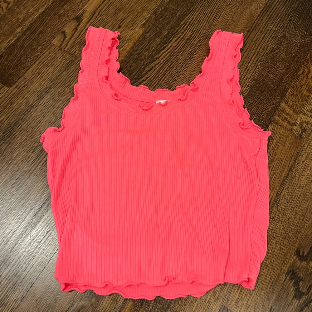 neon pink ribbed tank top